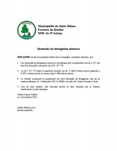 Demande de dérogation mineure